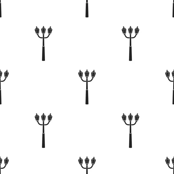 Icona di lampione in stile nero isolata su sfondo bianco. Illustrazione vettoriale stock modello sorgente luminosa — Vettoriale Stock