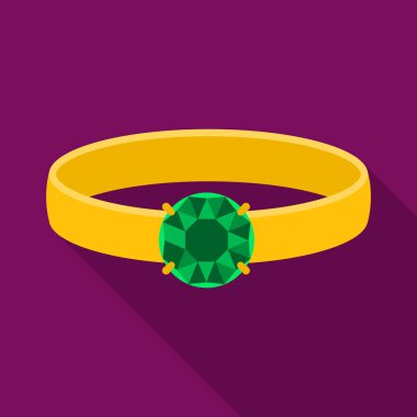 Elmas simgesi beyaz arka plan üzerinde izole düz tarzı ile halka. Takı ve Aksesuar sembol stok vektör çizim.