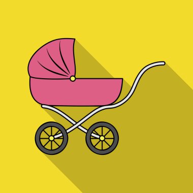 Çocuk arabası simgesi beyaz arka plan üzerinde izole flate tarzı. Sembol stok vektör çizim bebek d..