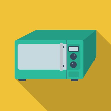 Mikrodalga simgesi beyaz arka plan üzerinde izole flate tarzı. Mutfak sembol stok vektör çizim.