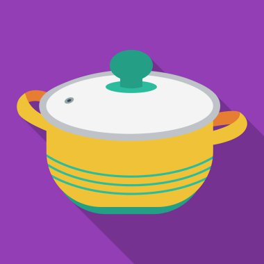 Beyaz arka plan üzerinde izole flate tarzı tenceresi simgesi. Mutfak sembol stok vektör çizim.