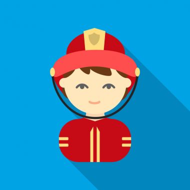 İtfaiyeci düz simgesi. Gösterim amacıyla web ve mobil tasarım.