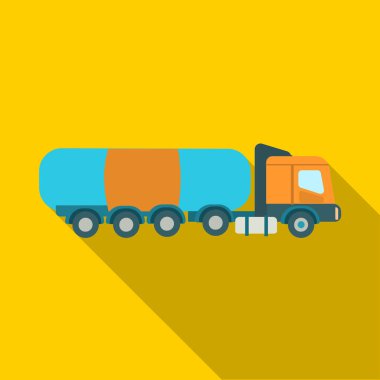 Petrol tankı düz stil beyaz arka plan üzerinde izole kamyon şoförü simgesini. Petrol sanayi sembol stok vektör çizim.