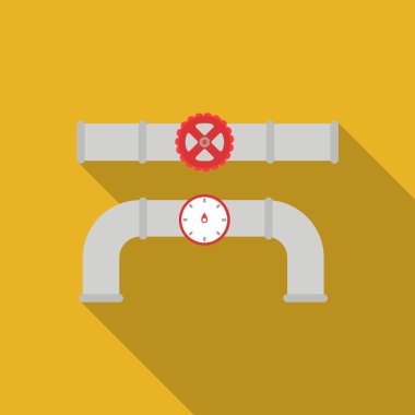 Düz stil beyaz arka plan üzerinde izole kapak ve ölçer simgesini. Sıhhi tesisat sembol stok vektör çizim.