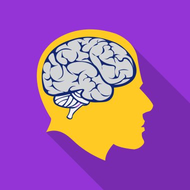 Beyin simgesi düz. Büyük okul, üniversite düz simgesinden tek eğitim.