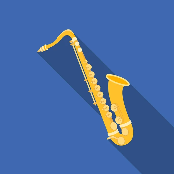 Ícone saxofone em estilo plano isolado sobre fundo branco. Instrumentos musicais símbolo estoque vetor ilustração — Vetor de Stock