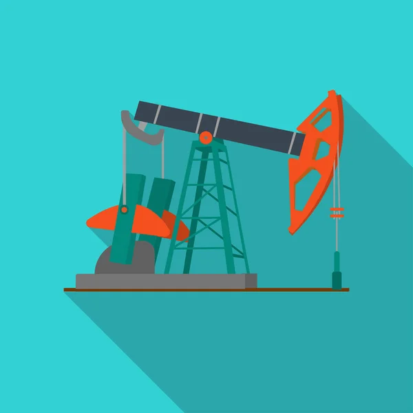 Olja pumpjack ikonen i platt stil isolerad på vit bakgrund. Olja industrin symbol lager vektorillustration. — Stock vektor
