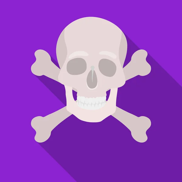 Pirate skull and crossbones pictogram in vlakke stijl geïsoleerd op een witte achtergrond. Piraten symbool voorraad vectorillustratie. — Stockvector