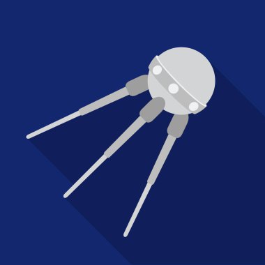 Sputnik beyaz arka plan üzerinde izole flate stilinde bir simge. Uzay sembol stok vektör çizim.
