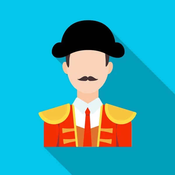 Icono de Matador en estilo plano aislado sobre fondo blanco. España país símbolo stock vector ilustración . — Vector de stock