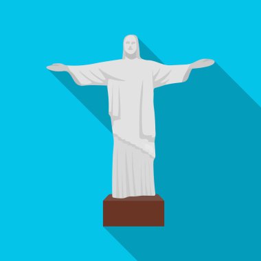 İzole Redeemer simge flate tarzında beyaz arka plan üzerinde İsa. Brezilya ülke sembol stok vektör çizim.