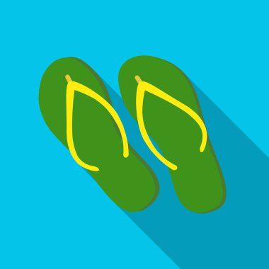 Yeşil parmak arası terlik simgesi beyaz arka plan üzerinde izole flate tarzı. Brezilya ülke sembol stok vektör çizim.