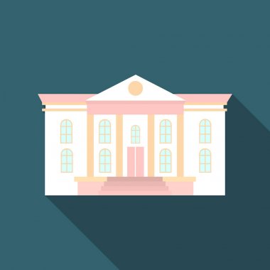 Müze simgesi flate. Büyük şehir altyapı flate simgesinden tek bina.