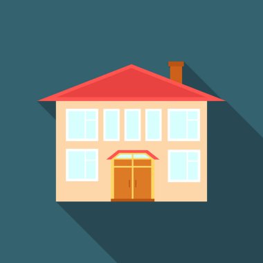 Ev simgesini flate. Büyük şehir altyapı flate simgesinden tek bina.