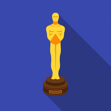 Beyaz arka plan üzerinde izole düz stil Akademi Ödülü simgesini. Filmler ve sinema sembol stok illüstrasyon vektör.