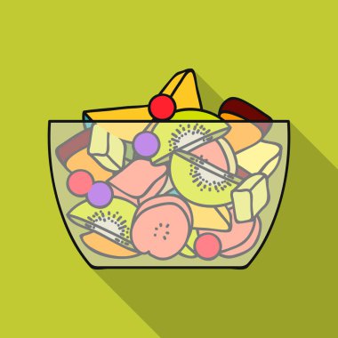 Düz stil beyaz arka plan üzerinde izole meyve salatası simgesini. Spor ve fitness sembol stok vektör çizim.