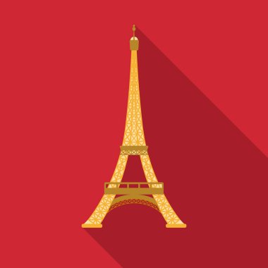Eyfel Kulesi simgesini düz stil beyaz arka plan üzerinde izole. Fransa ülke sembol stok vektör çizim.