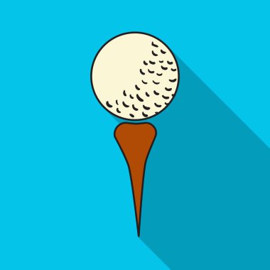 Düz stil beyaz arka plan üzerinde izole simgesinde tee Golf topu. Golf Kulübü sembol stok vektör çizim.