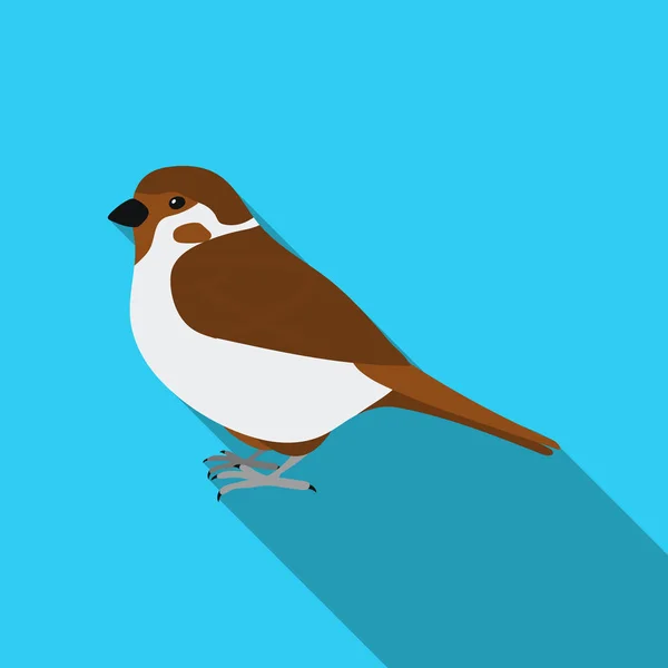 Icono de gorrión en estilo plano aislado sobre fondo blanco. Pájaro símbolo stock vector ilustración . — Vector de stock