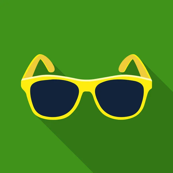 Gelbe trendige Sonnenbrille im flachen Stil isoliert auf weißem Hintergrund. Brasilien Land Symbol Aktienvektor Illustration. — Stockvektor