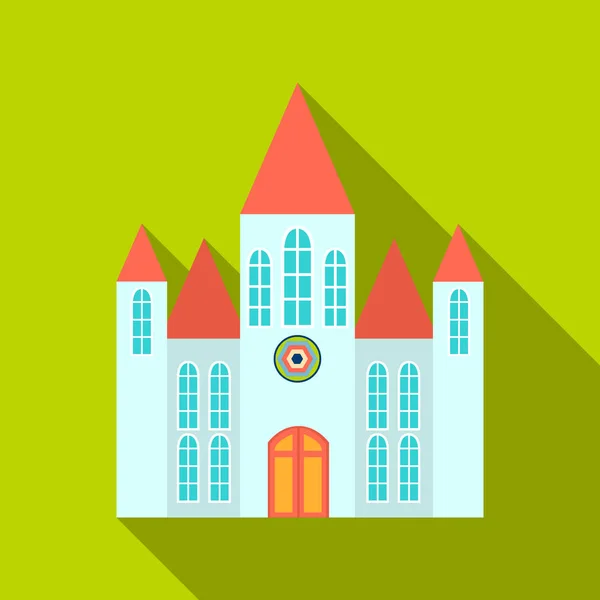 Kirkens ikonflate. Enkeltbygningsikon fra storbyens infrastrukturflate . – stockvektor