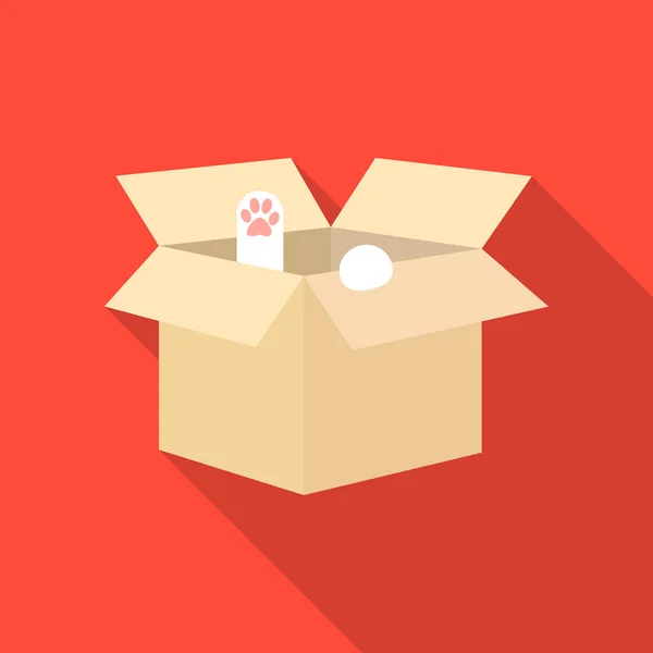 Кот в коробке значок в плоском стиле изолированы на белом фоне. Векторная иллюстрация символов кота . — стоковый вектор