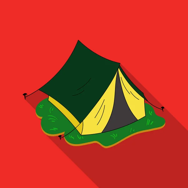 Желтый значок палатки в плоском стиле изолирован на белом фоне. Векторная иллюстрация семейного праздника . — стоковый вектор