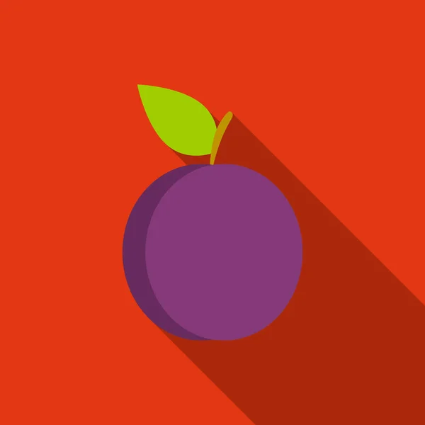 Icono de ciruelo plano. Icono de fruta Singe . — Vector de stock