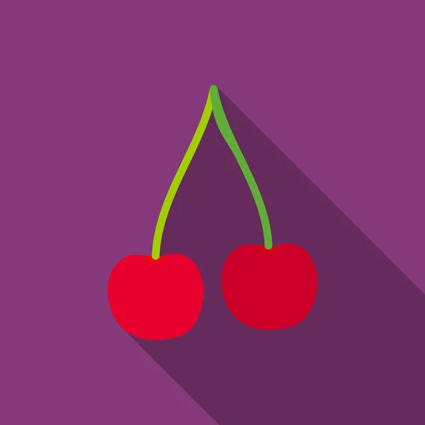 Icône cerise plate. Singe icône de fruit . — Image vectorielle