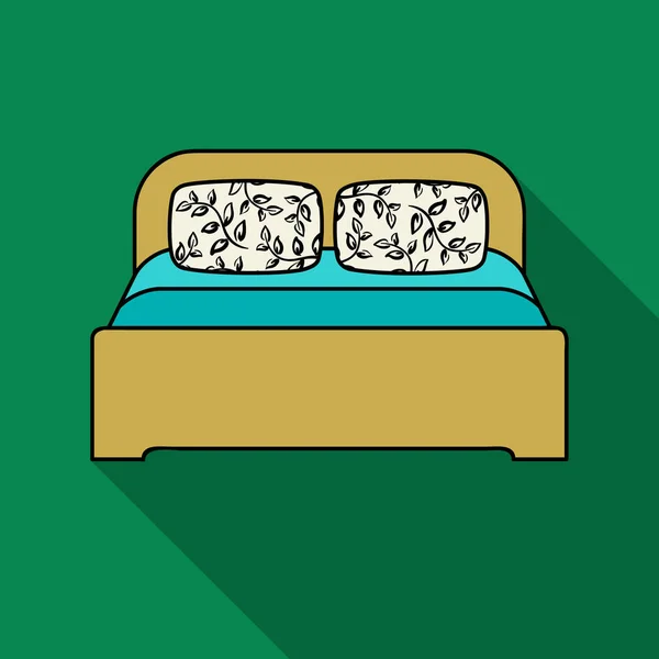 Houten tweepersoonsbed pictogram in vlakke stijl geïsoleerd op een witte achtergrond. Meubels en home interieur symbool voorraad vector illustratie. — Stockvector