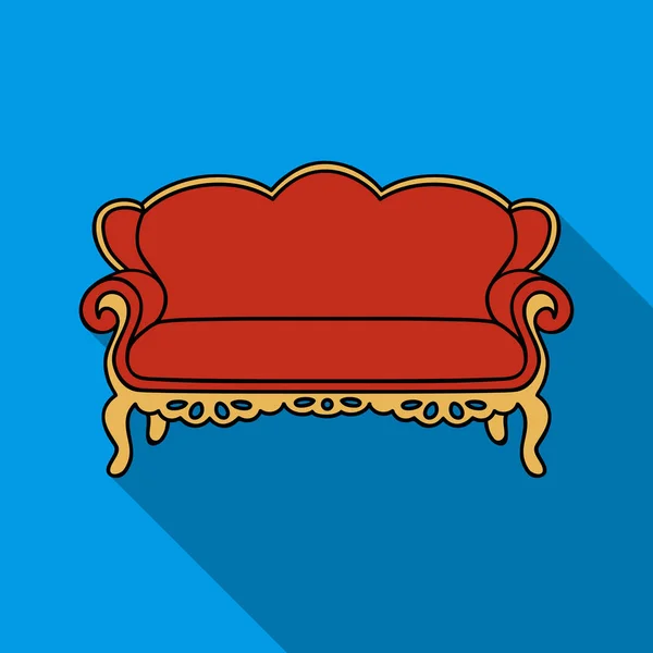在白色背景上孤立的平面样式的老式沙发图标。家具和家居室内符号股票矢量图. — 图库矢量图片