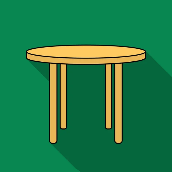 Icono de mesa redonda de madera en estilo plano aislado sobre fondo blanco. Muebles y hogar símbolo interior stock vector ilustración . — Vector de stock