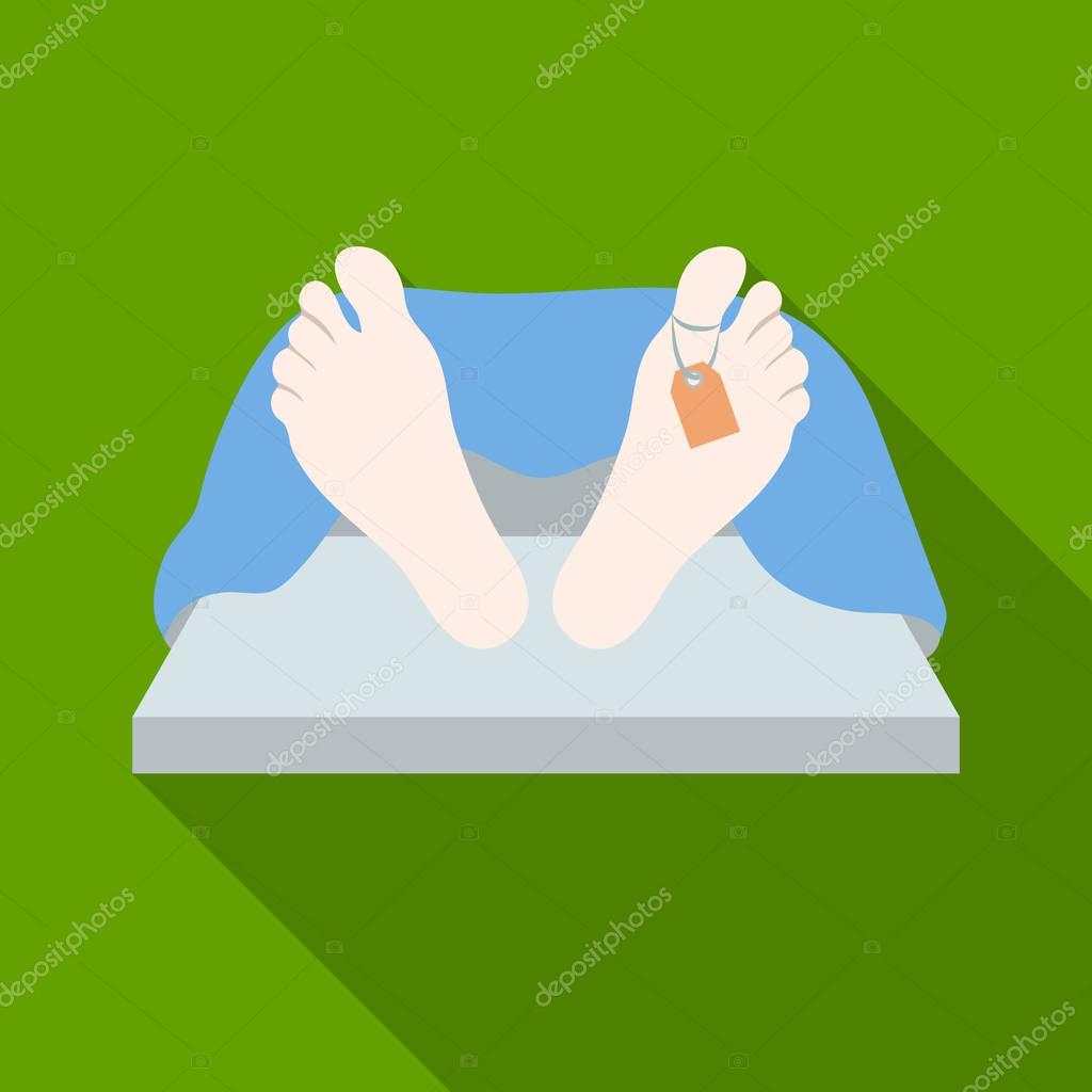 Deceased with tag icon in flat design isolated on white background. Funeral ceremony symbol stock vector illustration.