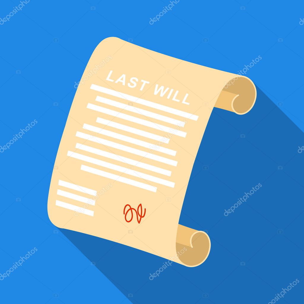 Last will icon in flat design isolated on white background. Funeral ceremony symbol stock vector illustration.