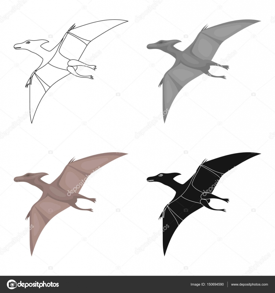 Dinosaur pterodactyloidea icon in cartoonblack Vector Image