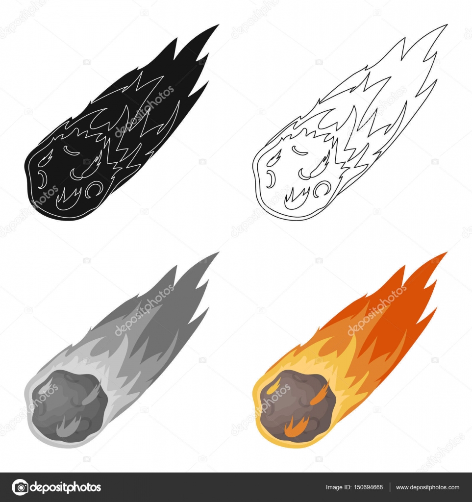 Icono de meteorito en estilo de dibujos animados aislado ...