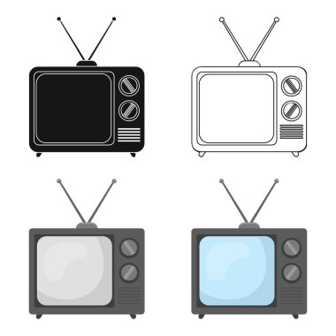 Televizyon reklam simgesi beyaz arka plan üzerinde izole karikatür tarzı. Reklam sembol stok vektör çizim.