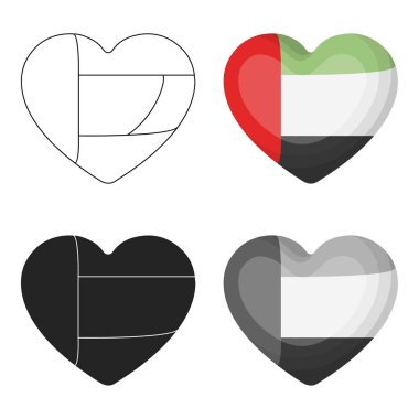 Birleşik Arap Emirlikleri kalp simgesi beyaz arka plan üzerinde izole karikatür tarzı. Arap Emirlikleri sembol stok vektör çizim.