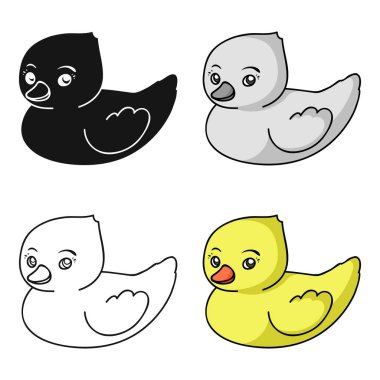Lastik ördek oyuncak simgesi beyaz arka plan üzerinde izole karikatür tarzı. Sembol stok vektör çizim bebek d..