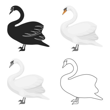 Kuğu simgesi beyaz arka plan üzerinde izole karikatür tarzı. Kuş sembol stok vektör çizim.