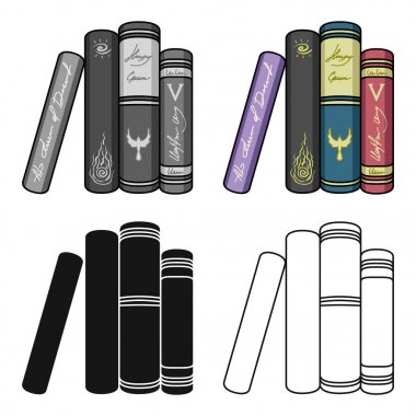 Kitap simgesi beyaz arka plan üzerinde izole karikatür tarzı ayakta. Kitaplar sembol stok vektör çizim.