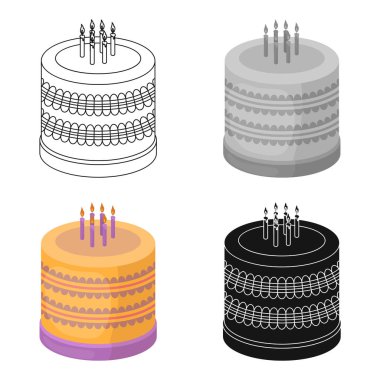 Beyaz arka plan üzerinde izole karikatür tarzı bicolor kek simgesini. Kek sembol stok vektör çizim.