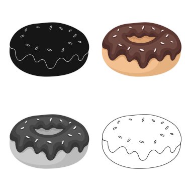 Çörek çikolata sır simgesi beyaz arka plan üzerinde izole karikatür tarzı ile. Çikolatalı tatlılar hisse senedi vektör çizim sembolü.