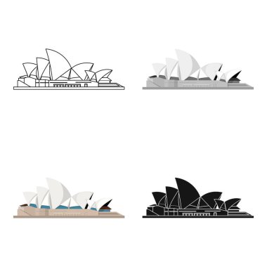 Sidney Opera Evi simgesi beyaz arka plan üzerinde izole karikatür tarzı. Ülkeler sembol stok vektör çizim.