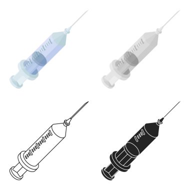 Şırınga simgesi beyaz arka plan üzerinde izole karikatür tarzı. Uyuşturucu hisse senedi vektör çizim sembolü.