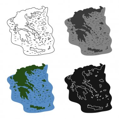 Yunanistan topraklarında simgesi beyaz arka plan üzerinde izole karikatür tarzı. Yunanistan sembol stok vektör çizim.
