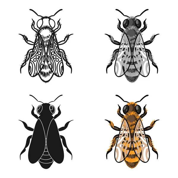 Bee icon in cartoon style isolated on white background. Apairy symbol stock vector illustration — Stock Vector