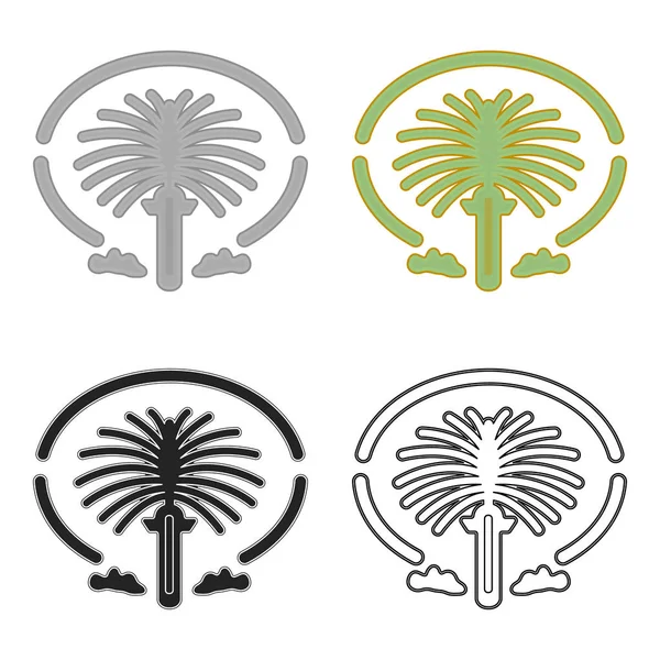 Икона Palm Jumeirah в мультяшном стиле выделена на белом фоне. Векторная иллюстрация символов Арабских Эмиратов . — стоковый вектор