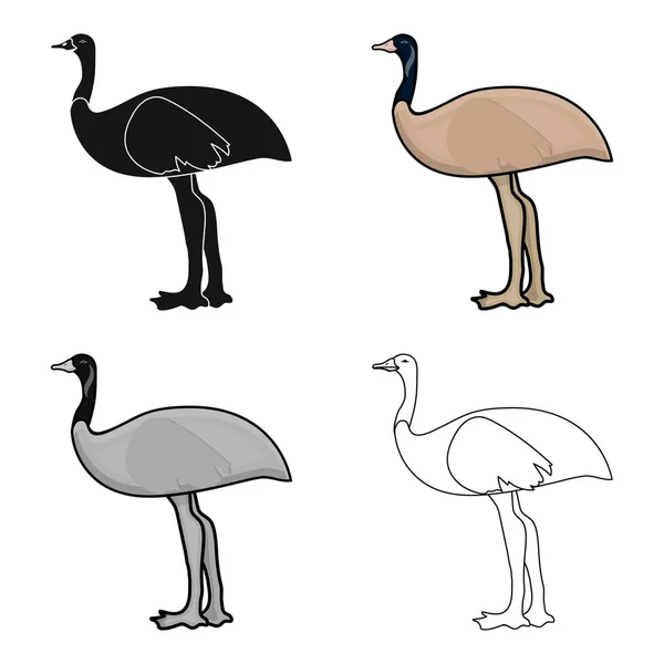 Icône Emu en style dessin animé isolé sur fond blanc. Australie symbole illustration vectorielle de stock . — Image vectorielle