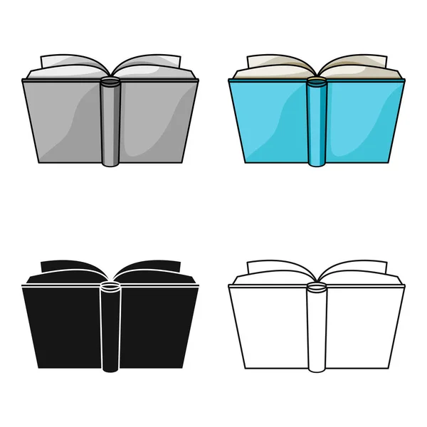 Icono de libro abierto azul en estilo de dibujos animados aislado sobre fondo blanco. Libros símbolo stock vector ilustración . — Vector de stock